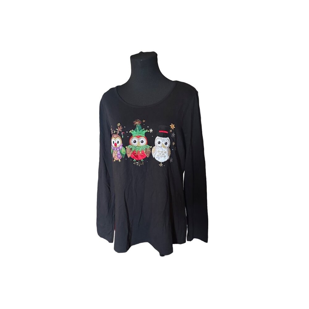 Kim Rogers holiday own multicolored long sleeve t-shirt size L